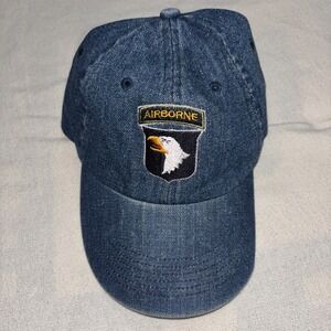 101st Airborne Cap Adult Blue Denim Screaming Eagles Army Strapback Adjustable